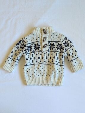 joe fresh cotton jacquard knit fair isle toggle popover sweater 3-6 months baby